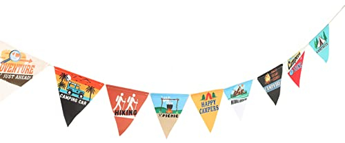 Camping-Flaggen-Seil, 10 Stück, hübsche Stoffdekorationen, Outdoor-Wimpel, Dekoration, einfache hängende Flaggen, 3 Meter, flexibel, DIY für Geburtstag