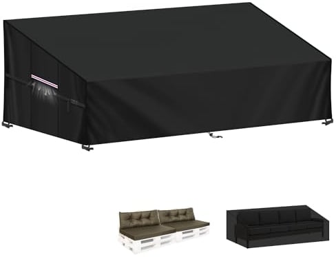 LAMUNI Housse de Canapé Exterieur Housse Protection pour Canapé 4 Places Housse de Meuble Extérieur Housse pour Canapé de Jardin, Bâche de Protection Imperméable pour Canapé Palette, 250x99x80/40cm