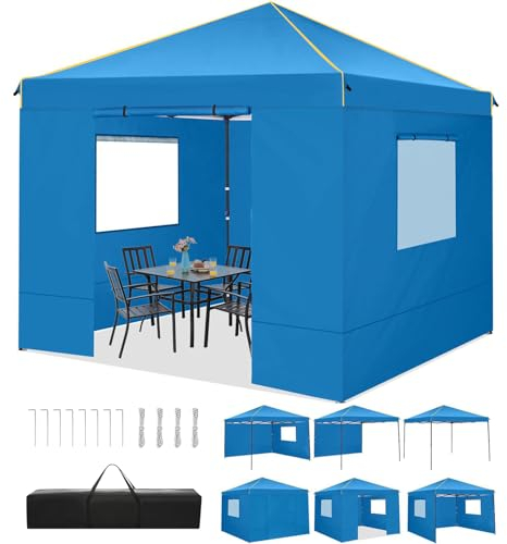COBIZI Faltpavillon 3X3, Pavillon 3x3m Wasserdicht Stabil Winterfest, Faltbar Partyzelt mit 4 Seitenwänden Pop up Gartenpavillon Anti-UV für, Freien, Faltbar Gartenzelt, Lichtblau