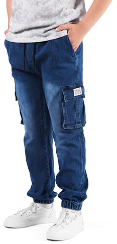 NATUST Jungen Cargohose Kinder Freizeithose mit Elastischem Bund