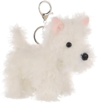 Apricot Lamb West Highland Porte-clés mignon en peluche rembourrée pour sac à dos pour enfants, portefeuille, 13 cm, Blanc., 13cm