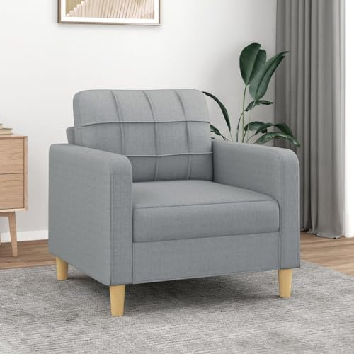 IKAYAA Kleine Couch, Küchensofa, Lounge Sessel, Wohnzimmer Sofa, Kleine Sofa, Sofasessel Hellgrau 60 cm Stoff