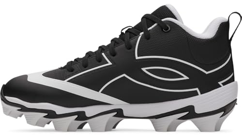 Under Armour Boys' Leadoff Icon Mid Rm Jr Baseball Cleats Trainers, 001 Black White Black, 3.5 UK
