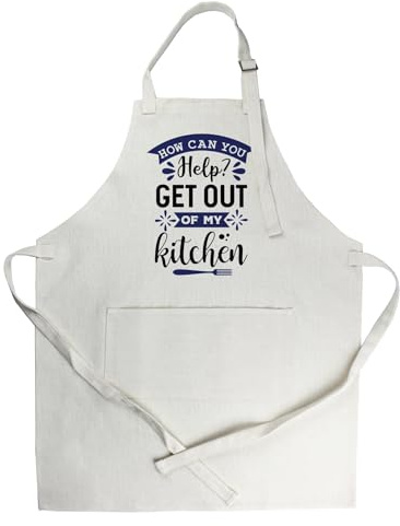 Purely Home Get Out Of My Kitchen Apron - Funny Kitchen Help Gifts for Chefs - Adjustable Neck/Waist Ties Cooking & Baking Apron with Large Front Pocket