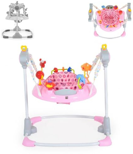 Hopser Vista con Play Center, música, luz, conexión MP3, Altura Ajustable, Color:Rosa Rosado