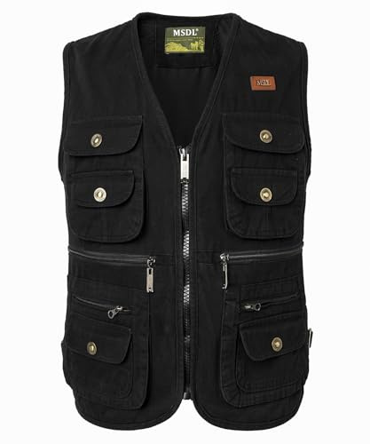 KTWOLEN Chaleco de Caceria para Hombre Chaleco Fotografía de Pesca Multibolsillos Chaleco de Caza Sin Mangas para Pescador Safari, Negro, 3XL