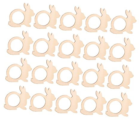 Garneck 20 Stück Holz Serviettenringe Ostern – Kaninchenform Serviettenhalter Für Festliche Tischdekoration - Ideal Für Osterfeiern - Hochzeiten Und Geburtstagsfeiern