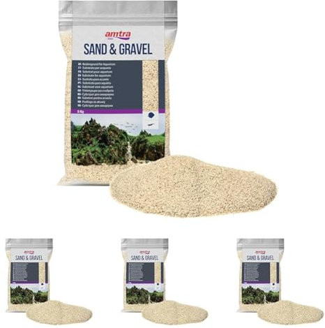 Amtra WHITE QUARTZ, Sable Fin Quartz Blanc pour Aquarium, Grains 0.1-0.7 mm, Quantité 5 kg (Lot de 4)