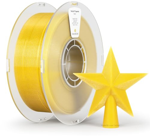 kexcelled PLA Gelb Sparkle Glitter Filament 1,75mm, 1kg Spule | Glänzende Funkelnde Oberfläche, Maßgenauigkeit +/- 0,03mm, für Dekorative Modelle, FDM 3D Drucker
