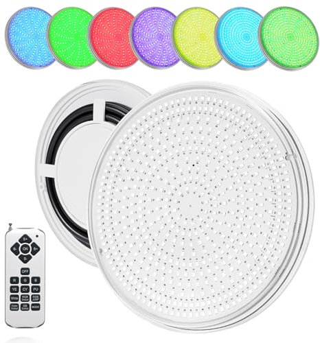 AHJ éclairage Led Piscine, Lumière de Piscine Plane, RGB 36W Lampe de Piscine, LED Pour Piscine, P68 étanche Multicolore LED Piscine avec télécommande, Projecteur 12V AC/DC