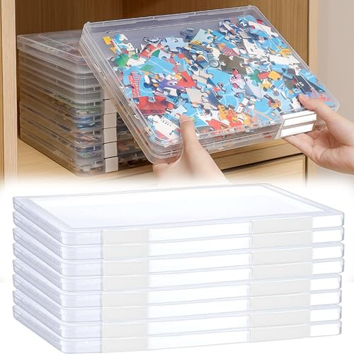 SUQ 8PCS Datei Aufbewahrungsbox, A4 Datei tragbarer Projektkoffer, Aufbewahrungsboxen mit Deckel, für Büro Essentials Tools Arts Crafts Supplies