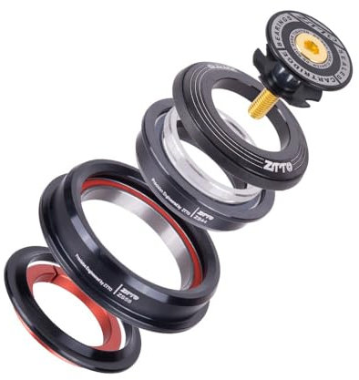 ZTTO Bike Headset, 44mm 56mm MTB Threadless Sealed Bearing 45 Degree ZS44 ZS56 Tapered Straight Fork Steerer, 4456ST (Black)