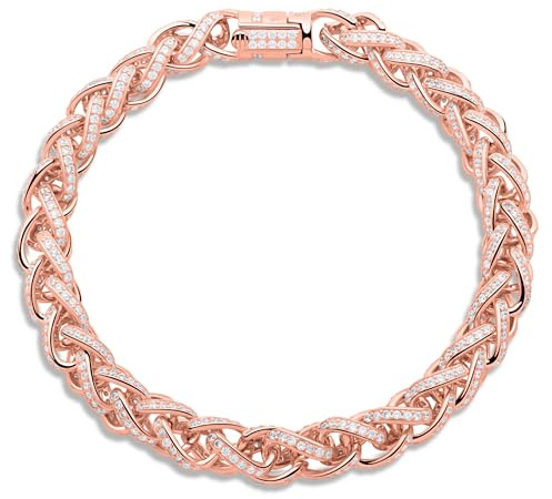 Tony Fein Zopfarmband 8 mm Geflochten Rund 925er Silber Rosévergoldet 19,5 cm