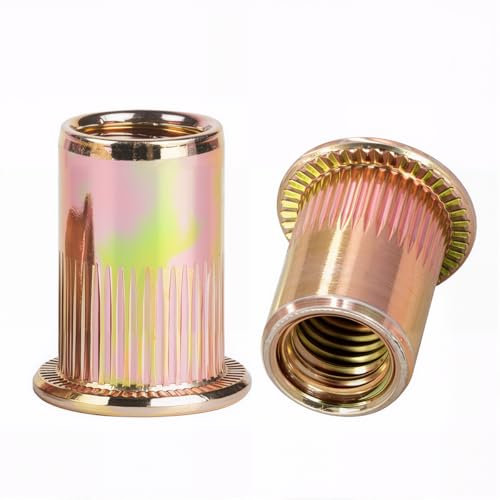 Drenky Nietmuttern M5 Flachkopf-Gewindeeinsätze 50 Stück Blindnietmuttern Verzinkt Kohlenstoffstahl Einnietmuttern Innengewinde Rivet Einziehmuttern Blindnietmutter für Metallplatten Rohre Usw