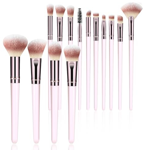 Makeup Brush Set, Premium Synthetic 14 Pcs Makeup Brushes, Travel Makeup Brush Set for Foundation, Concealer, Blush and Eyeshadow Brush(Pink)