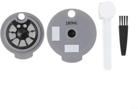 Capsule de café réutilisable d'une capacité de 12 g compatible avec les machines à café Bosch pour Tassimo avec capsules, couvercles, cuillère et brosse de nettoyage de 60 ml et 180 ml