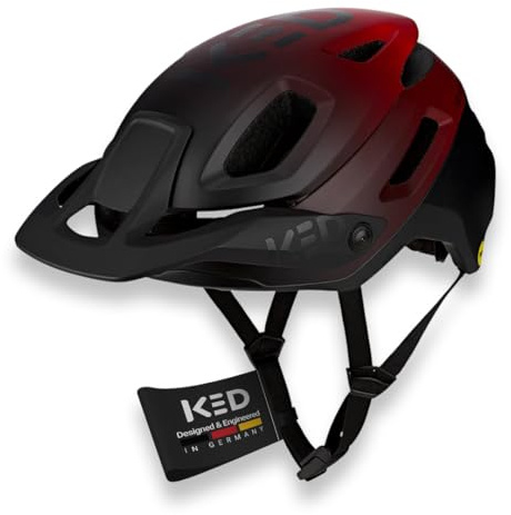 Pector ME-1 Mountainbike Helm, NTA 8776, MIPS, BOA Fit System, FIDLOCK, 14 Belüftungsöffnungen, 350g, Verstellbares Visier Damen Herren | Farbe: Red Black Matt | Größe: 58-61 (L)