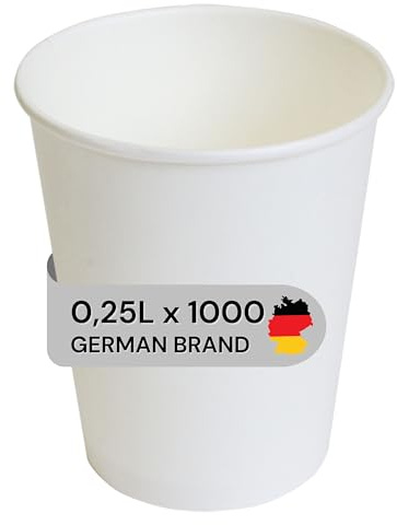 LogiPack 1000 Stück Pappbecher 250ml / 8 oz Ø 80 mm Braun - Bio Einwegbecher plastikfrei - Kaffeebecher Nachhaltig & Recycelbar - Für Kaffee, Smoothies, und mehr (250ml / 8oz (1000 Stück))