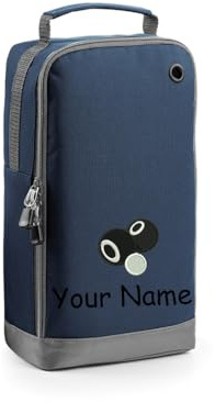 Personalised Embroidered Lawn Bowls Shoe Bag Bowling Design Personalised Lawn Bowl Design Gift Personalised with Name.Choice of Colours (Navy)