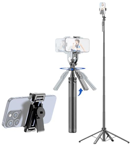 Yctze 4 Bein Ausziehbarer Selfie -Stick -Stativ für Telefon 180 cm 71in Teleskop -Aluminiumlegierung Dual Purpor 2 In 1 Design mit Abnehmbarem Fernauslagerung für Vlog Selfie Live