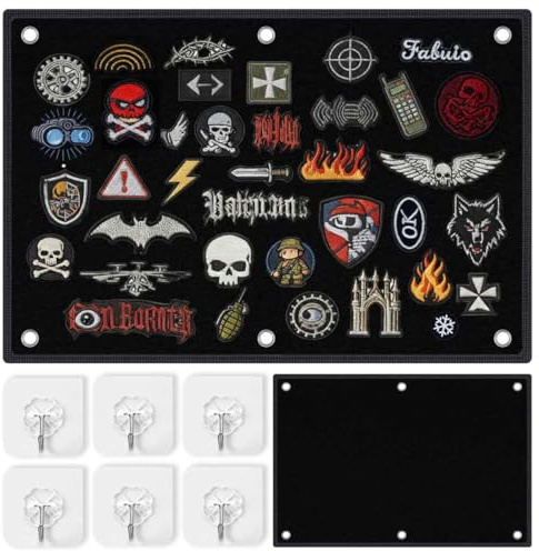 Marsred Klettwand Patches Klett Wand, 60x45cm Kletttafel Patchwand，faltbar Klettmatte mit Ösen,Tafel für Abzeichen Aufnäher, Aufnäher, Aufkleber