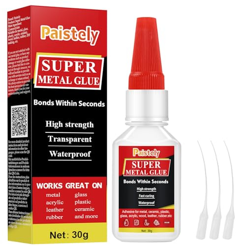 Transparent Metal Glue, Waterproof and High Strength Superglue for Metal,Plastic, Acrylic, Ceramic, Wood, Leather, Rubber, DIY Crafting, with 3 Droppers