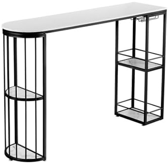 SONGYL-20249 Simple Marble Open Bar Table With Storage Light Luxury Partition Cabinet Kitchen Dining Outdoor Bar Table(Black,140 * 40 * 105cm)