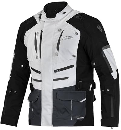 RAXID Darwin Mens Motorcycle Jacket Waterproof CE AA Rated Laminated Textile with Level 2 Armour Windproof All Season Touring Adventure Biker Gear
