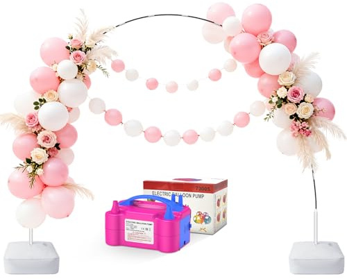 PlusFive Ballonbogen mit Luftpumpe Elektrisch 600W, 2,7M Verstellbarer Luftballon Bogen & Luftballonpumpe Set für Party, Hochzeit und Geburtstag Dekoration