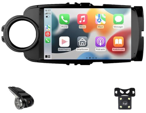 Autoradio Android 14 per Toyota Yaris Vios 2012-2017 da 9 Pollici CarPlay e Android Auto Wireless Controllo GPS Tramite Touch Screen Bluetooth Radio FM AM RDS DSP Wi-Fi SWC ADAS DVR