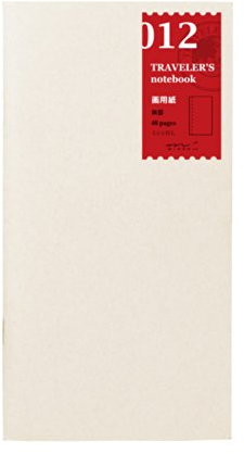 HomeOffice Midori Traveler's Notebook (Refill 012) Drawing paper, Weiß, Blank, A5, 48 Blatt, Papier