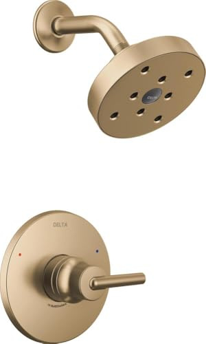 Delta Faucet Trinsic 14 Series Einzelfunktions-Duschverkleidung-Set mit Einzelstrahl H2Okinetic Duschkopf, Champagner Bronze T14259-CZ (Ventil nicht im Lieferumfang enthalten)