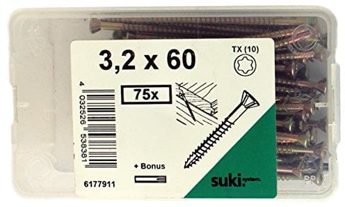 suki 75 Stück Dielenschraube 3,2 x 60 mm passiviert TX10, 6177911