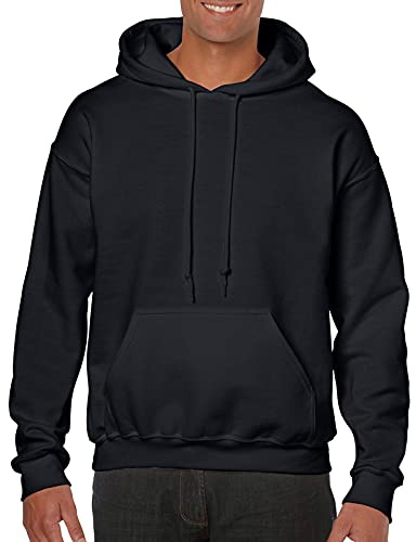 Gildan Men's Adult Hooded 18500 Long Sleeve Hoodie, Black, Medium