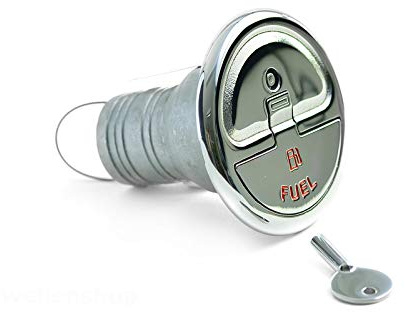 Marine-Tankstutzen mit Schloss Ø 38 mm oder 50 mm Edelstahl Benzin Diesel | Poliert | Für Benzin und Diesel geeignet, Erdungskabel & 5mm Senkschrauben | Für Boot | Hochglanzoberfläche | Ø 95mm | Ø38mm