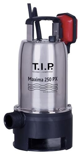 T.I.P. Pompa sommersa per acque reflue in acciaio inox (portata 14.500 l/h, prevalenza 8 m, pressione 0,8 bar, 600 W, granulometria 25 mm) Maxima 250 PX, 30264