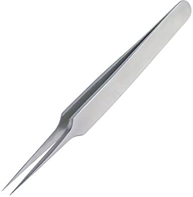 Solid/Rigid Arms Tweezers (Non-Flex), Long Needle Nose, Ultra Fine Tips/Pointed Ends, 120mm, Stainless Steel, (GG Type). Made in Japan. ENGINEER pt-31