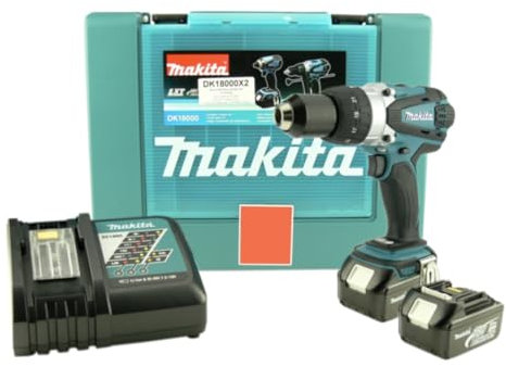 Makita BHP 458 RFE 18 V Li-Ion Akku Schlagbohrschrauber - 2 x BL1830 B, Lader, Koffer