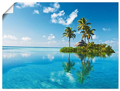 ARTLAND Wanddeko Poster & Kunstdrucke Wandposter 80x60 cm Strand Meer Karibik Paradies Insel Palmen Sommer Urlaub T5MX