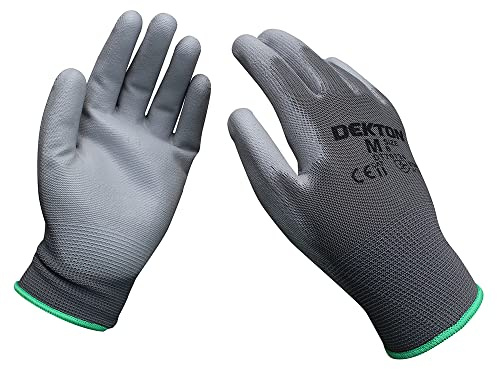 DEKTON 8/M Snug Fit PU Coated Working Gloves | Flexible & Strong Protection | Ideal for Workshop & DIY Tasks | Anti-Slip Latex Coating | CE Cat 2 & EN388 Certified for Superior Mechanical Protection