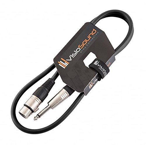 VisioSound Female XLR to 6.35mm 1/4 Mono Jack Lead/Microphone/Signal Cable / 6 Colours 1m Black