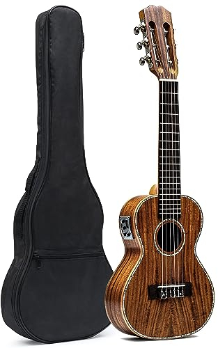 Musoo Batking concierto mini Guitarlele acústica 6 cuerdas Guitalele Handcraft Acacia Koa Wood