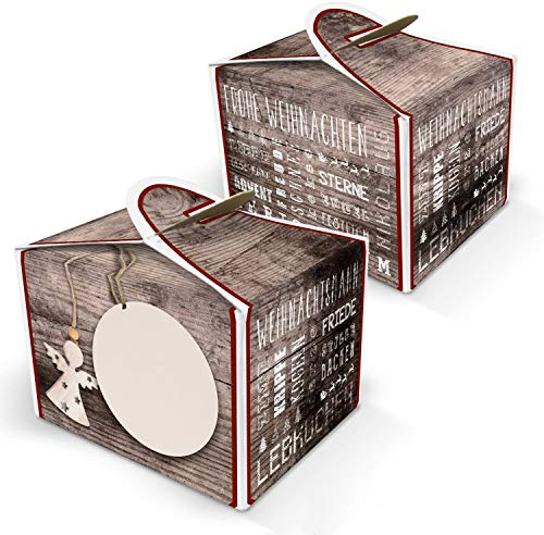 Logbuch-Verlag 20 Weihnachten Schachtel mini kleine Verpackung 8 x 6,5 x 5,5 cm Box Karton vintage Kekse goodies give-away Kunden Kollegen Deko Pralinen Engel