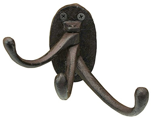 MACOSA SA05418 3er Wand-Haken Metall-Garderobenhaken Braun rostig Antik Landhausstil Kleiderhaken Handutchhaken Garderobe Flur
