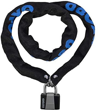 Oxford LK139 Chain Lock and Padlock, Black, 0.9m x 6mm
