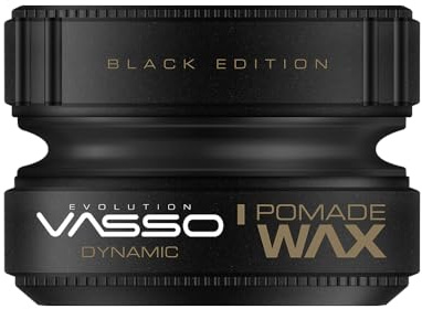 Professionelles Haarwachs für Fixierung und Glanz VASSO POMADE WAX BLACK EDITION DYNAMIC, 150 ml.