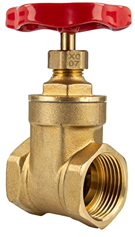 tecuro Messing-Muffenschieber metallisch dichtend, beidseitig Innengewinde 1 Zoll, inkl. PTFE -Dichtungen und Stopfbuchse