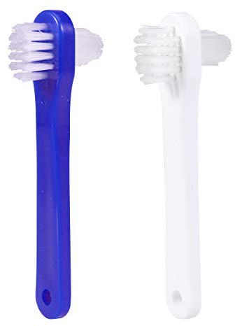 SUPVOX Brosse À Dentier 2Pcs - Brosse De Nettoyage Double Tête Pour Prothèses Dentaires Avec Poignée Longue Antidérapante Et Têtes De Efficaces