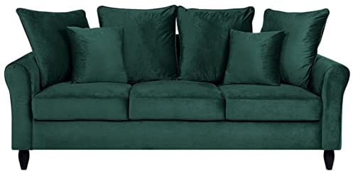 Dreisitzer Sofa Polstersofa Samtstoff dunkelgrün Modern 3er Couch Bornholm