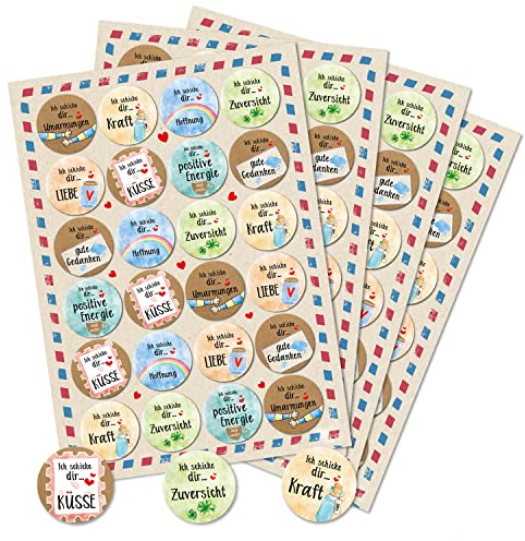Logbuch-Verlag 96 Geschenkaufkleber für Briefe & Pakete Sprüche Geburtstag Freunde Motivation rund 4 cm Geschenke verpacken
